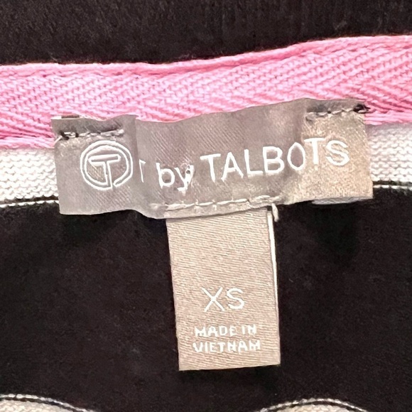 T by Talbots Women Black white stripes Pullover Sweater short sleeves size XS - Picture 9 of 10